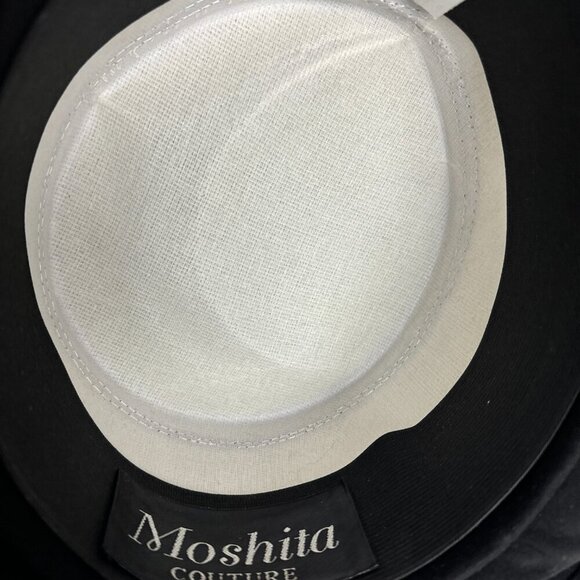 Moshita Couture Black Derby Holiday Church Hat Bow Brooch  display picture 3
